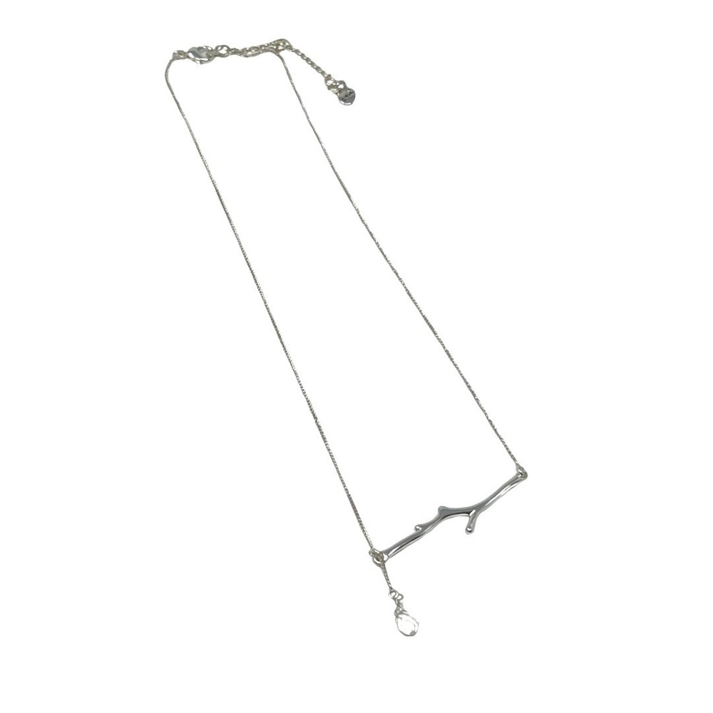 Chloe + Isabel Signature Branch Necklace Silver Crystal Drop 16-18"